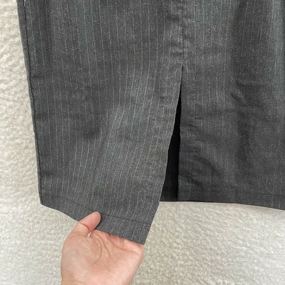 Y2K 2000s Grey Pinstripe Strapless Pencil Sheath Dress Womens S Small - Picture 4 of 10